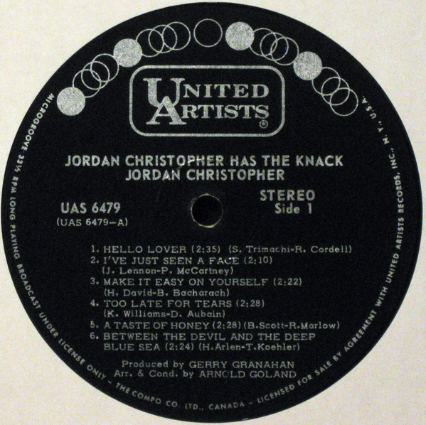 Jordan Christopher - Jordan Christopher Has The Knack (LP, Album) (Very Good (VG)) - Image 3