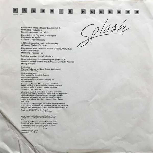 Freddie Hubbard - Splash (LP, Album) (Very Good Plus (VG+)) - Image 3