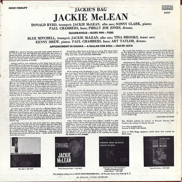 Jackie McLean - Jackie's Bag (LP, Album, RE) (Very Good Plus (VG+)) - Image 2