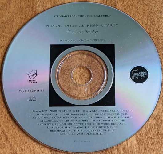 Nusrat Fateh Ali Khan & Party - The Last Prophet (CD, Album) (Near Mint (NM or M-)) - Image 3