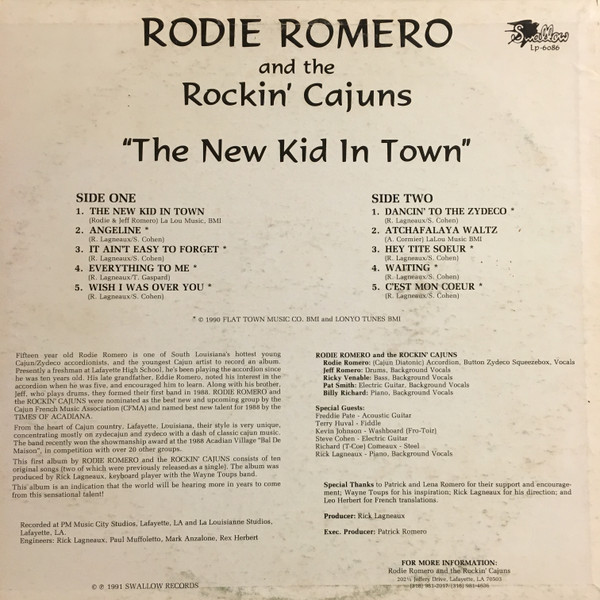 Roddie Romero & The Rockin' Cajuns - The New Kid In Town (LP, Album) (Very Good Plus (VG+)) - Image 2