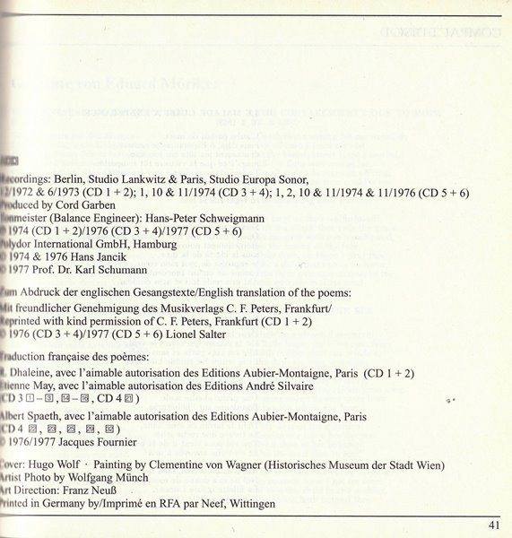 Hugo Wolf, Dietrich Fischer-Dieskau, Daniel Barenboim - Lieder (6xCD, RM + Box, Comp) (Near Mint (NM or M-)) - Image 5
