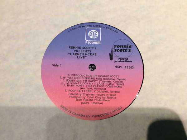 Carmen McRae - Ronnie Scott's Presents Carmen McRae 'Live' (LP, Album) (Near Mint (NM or M-)) - Image 3