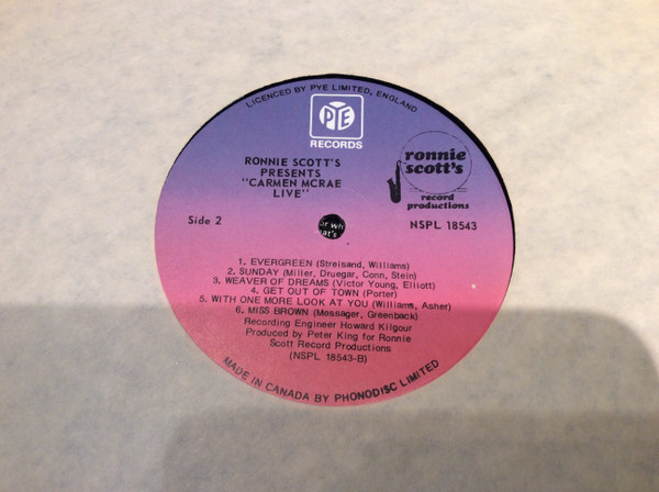 Carmen McRae - Ronnie Scott's Presents Carmen McRae 'Live' (LP, Album) (Near Mint (NM or M-)) - Image 4