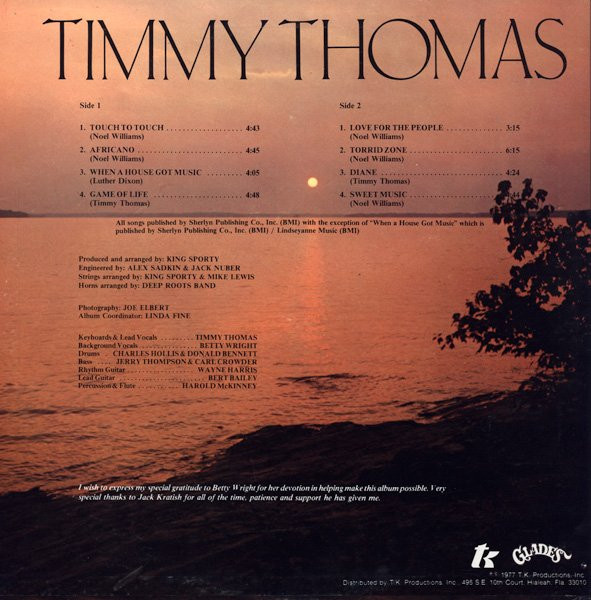 Timmy Thomas - Touch To Touch (LP, Album) (Mint (M)) - Image 2