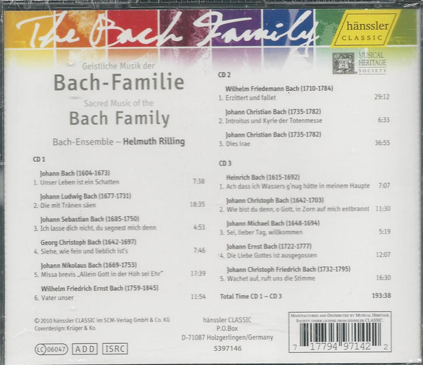 Bach-Ensemble Conducted By Helmuth Rilling - Sacred Music Of The Bach Family (3xCD, Comp) (Mint (M)) - Image 2
