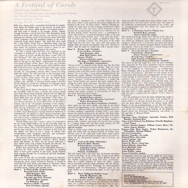Gregg Smith Singers - The World Rejoices (A Festival Of Carols) (LP, Album, Quad) (Mint (M)) - Image 2