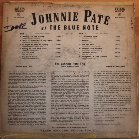 Johnny Pate - Johnnie Pate At The Blue Note (LP, Album, Mono) (Very Good Plus (VG+)) - Image 2