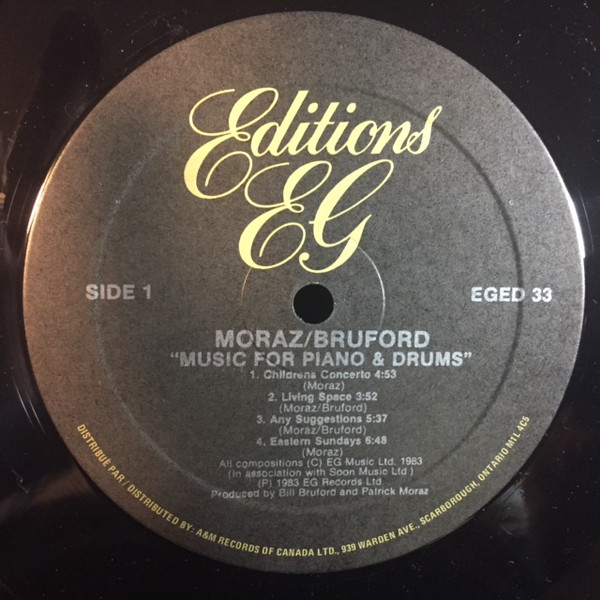 Moraz* - Bruford* - Music For Piano And Drums (LP, Album) (Near Mint (NM or M-)) - Image 3