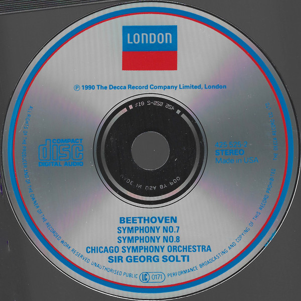 Beethoven*, Chicago Symphony Orchestra, Sir Georg Solti* - Symphonies 7 & 8 (CD, Album) (Near Mint (NM or M-)) - Image 3