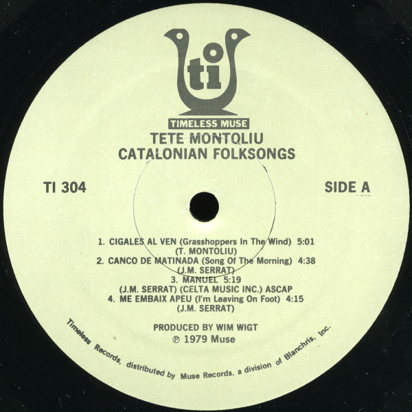 Tete Montoliu - Catalonian Folksongs (Solo Piano) (LP, Album) (Very Good Plus (VG+)) - Image 3
