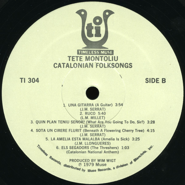 Tete Montoliu - Catalonian Folksongs (Solo Piano) (LP, Album) (Very Good Plus (VG+)) - Image 4