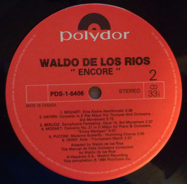 Waldo De Los Rios - Encore (LP, Album, Comp) (Mint (M)) - Image 4