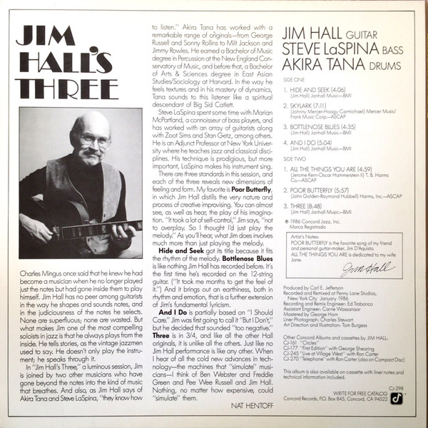 Jim Hall - Jim Hall's Three (LP, Album) (Very Good Plus (VG+)) - Image 2