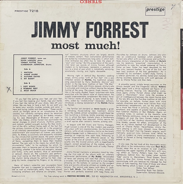 Jimmy Forrest - Most Much! (LP, Album, Mono) (Very Good Plus (VG+)) - Image 2