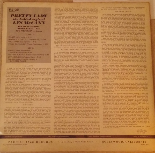 Les McCann Ltd. - Pretty Lady (LP, Album, Mono) (Very Good Plus (VG+)) - Image 2