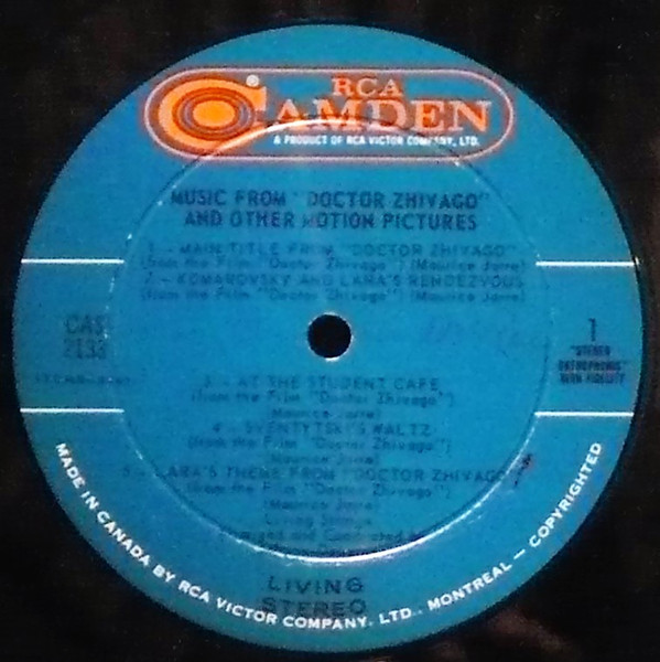 Living Strings - Music From "Doctor Zhivago" And Other Motion Pictures (LP) (Mint (M)) - Image 3