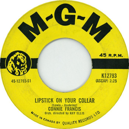 Connie Francis - Lipstick On Your Collar / Frankie (7", Single) (Near Mint (NM or M-))