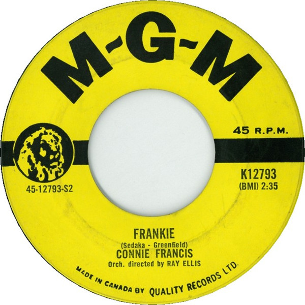 Connie Francis - Lipstick On Your Collar / Frankie (7", Single) (Near Mint (NM or M-)) - Image 2