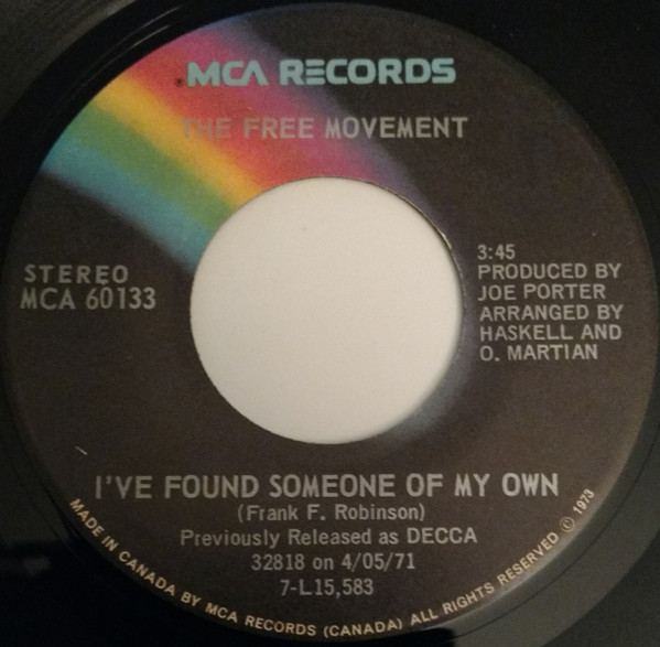 Love Unlimited / Free Movement - Walkin' In The Rain With The One I Love / I've Found Someone Of My Own (7") (Very Good Plus (VG+)) - Image 2