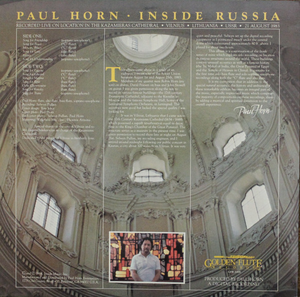 Paul Horn - Inside Russia (LP, Album) (Near Mint (NM or M-)) - Image 2