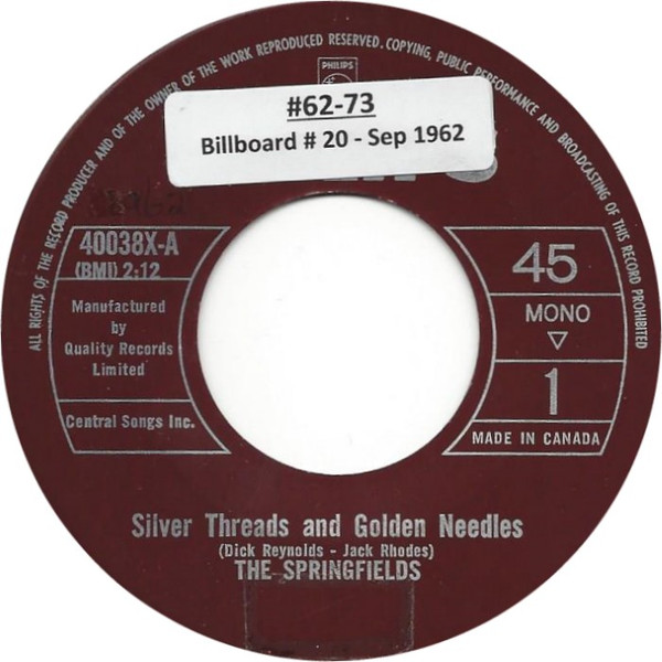 The Springfields - Silver Threads And Golden Needles (7", Single) (Near Mint (NM or M-))