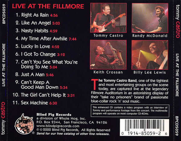 Tommy Castro - Live At The Fillmore (CD, Album, Enh) (Mint (M)) - Image 2