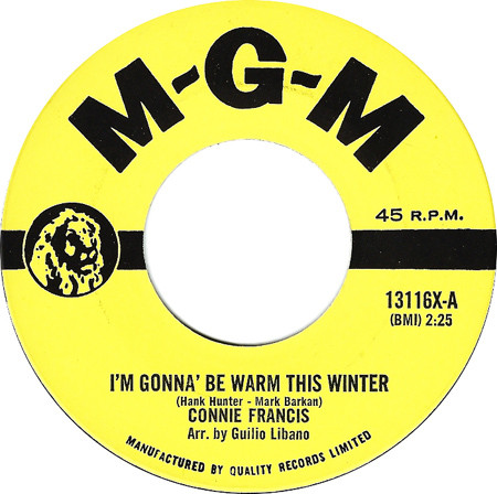 Connie Francis - I'm Gonna' Be Warm This Winter / Al Di La (7", Single) (Near Mint (NM or M-))