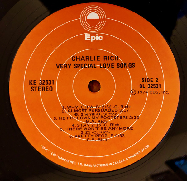 Charlie Rich - Very Special Love Songs (LP, Album) (Mint (M)) - Image 4