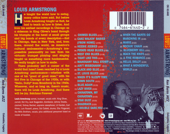 Louis Armstrong - Ken Burns Jazz (CD, Comp) (Near Mint (NM or M-)) - Image 3