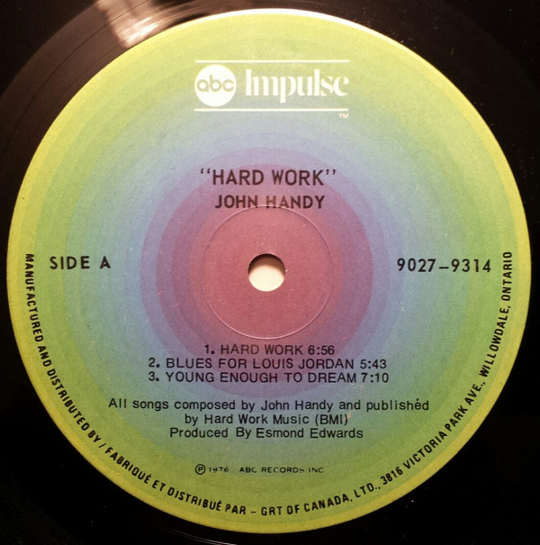 John Handy - Hard Work (LP, Album) (Near Mint (NM or M-)) - Image 3