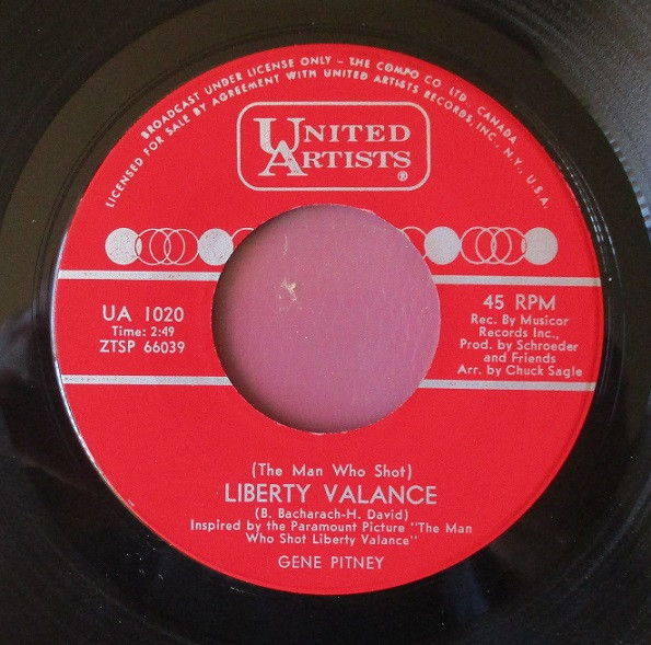Gene Pitney - (The Man Who Shot) Liberty Valance (7", Single) (Near Mint (NM or M-))