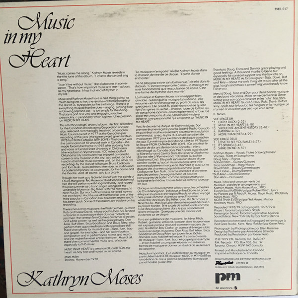 Kathryn Moses - Music In My Heart (LP, Album) (Near Mint (NM or M-)) - Image 2