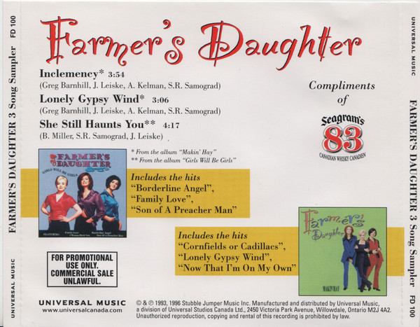 Farmer's Daughter - Treat Yourself To A Taste Of Farmer's Daughter (CD, Promo, Smplr) (Near Mint (NM or M-)) - Image 2