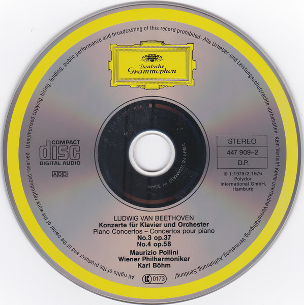 Ludwig van Beethoven, Maurizio Pollini, Wiener Philharmoniker, Karl Böhm - Klavierkonzerte · Piano Concertos 3 & 4 (CD, Comp) (Near Mint (NM or M-)) - Image 2