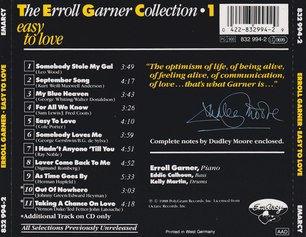Erroll Garner - The Erroll Garner Collection - Volume 1: Easy To Love (CD, Comp, RM) (Near Mint (NM or M-)) - Image 2