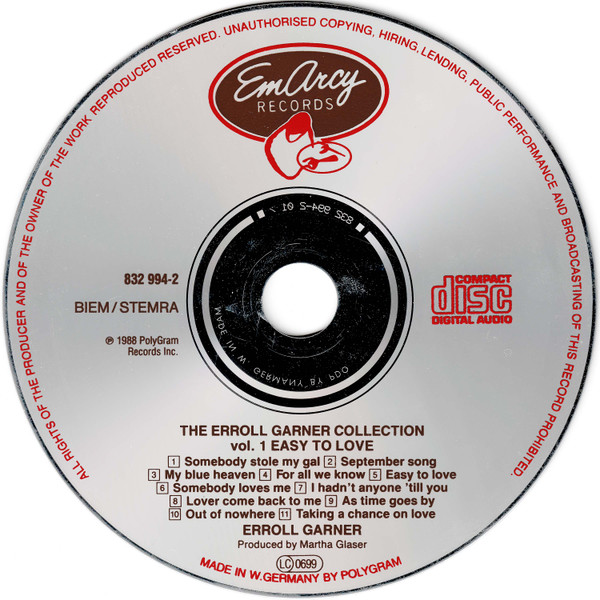 Erroll Garner - The Erroll Garner Collection - Volume 1: Easy To Love (CD, Comp, RM) (Near Mint (NM or M-)) - Image 3