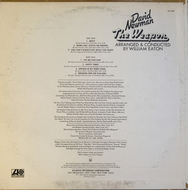 David Newman* - The Weapon (LP, Album, PR) (Very Good Plus (VG+)) - Image 2