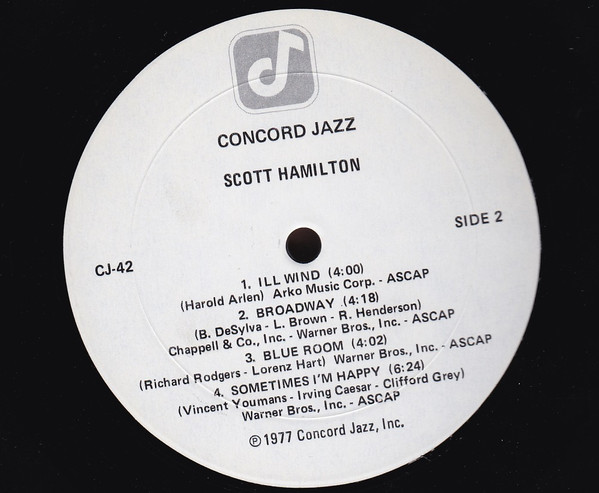 Scott Hamilton - Scott Hamilton Is A Good Wind Who Is Blowing Us No Ill (LP, Album) (Very Good Plus (VG+)) - Image 4