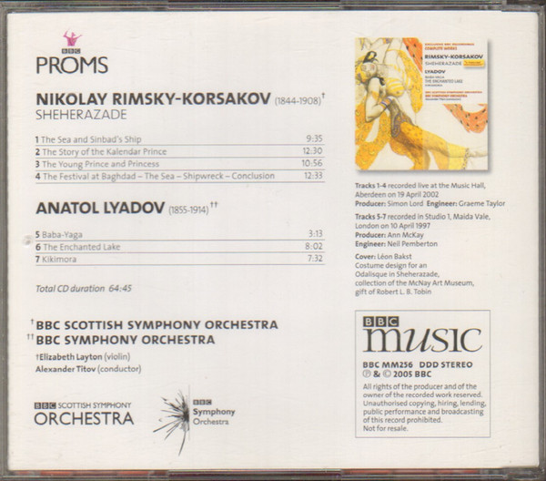 Nikolai Rimsky-Korsakov / Anatoly Liadov - BBC Scottish Symphony Orchestra / BBC Symphony Orchestra, Alexander Titov - Sheherazade / Baba-Yaga / The Enchanted Lake / Kikimora (CD, Promo) (Near Mint (NM or M-)) - Image 2
