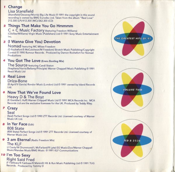 Various - The Greatest Hits Of 91 (Volume Two) (CD, Comp, DIS) (Near Mint (NM or M-)) - Image 3