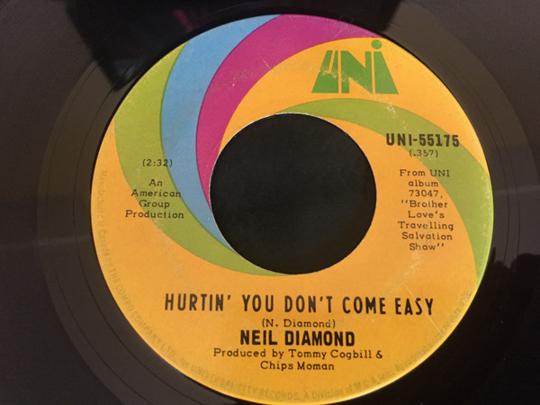 Neil Diamond - Holly Holy / Hurtin' You Don't Come Easy (7", Single) (Very Good Plus (VG+)) - Image 2