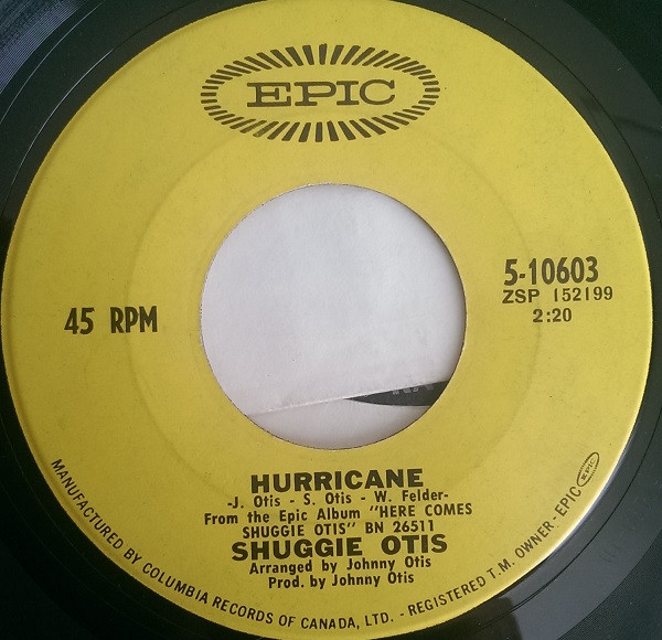 Shuggie Otis - Hurricane / Jennie Lee (7") (Near Mint (NM or M-)) - Image 2