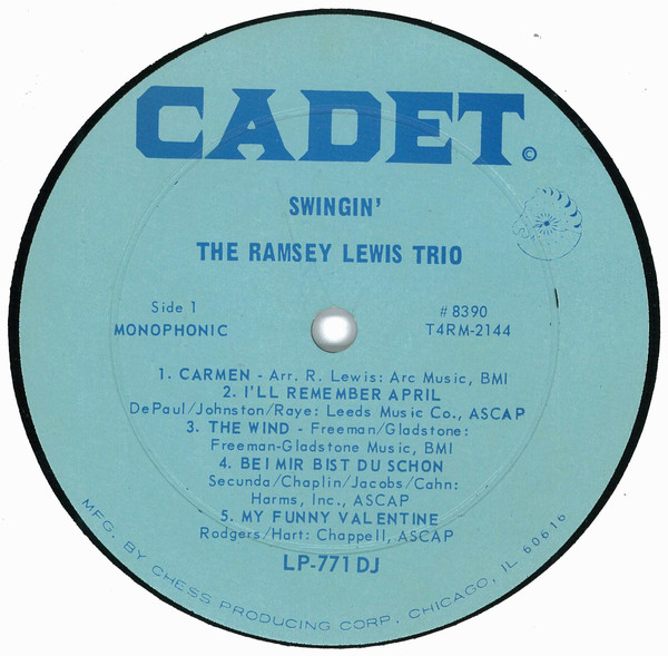 The Ramsey Lewis Trio - Swingin' (LP, Album, Mono, Promo) (Very Good Plus (VG+)) - Image 3