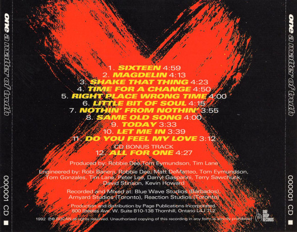 One (21) - A Matter Of Truth (CD, Album) (Mint (M)) - Image 2