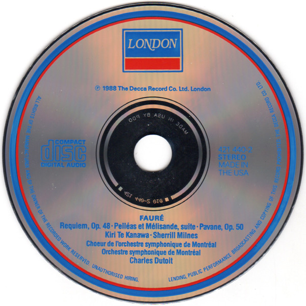 Fauré*, Te Kanawa* · Milnes*, Dutoit* · Montréal* - Requiem · Pelléas Et Mélisande · Pavane (CD, Album) (Near Mint (NM or M-)) - Image 2