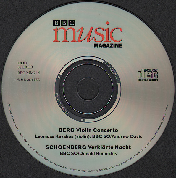 Alban Berg / Arnold Schoenberg - Λεωνίδας Καβάκος, BBC Symphony Orchestra, Andrew Davis, Donald Runnicles - Violin Concerto "To The Memory Of An Angel" / Verklärte Nacht (CD-ROM, Enh) (Near Mint (NM or M-)) - Image 3