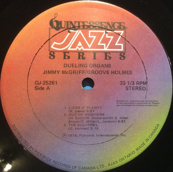 Jimmy McGriff & Richard "Groove" Holmes - Dueling Organs (LP, Album, RE, RM) (Very Good Plus (VG+)) - Image 3
