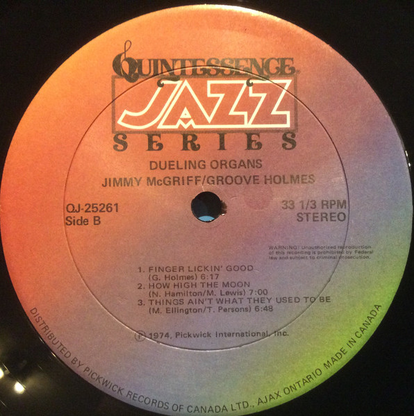 Jimmy McGriff & Richard "Groove" Holmes - Dueling Organs (LP, Album, RE, RM) (Very Good Plus (VG+)) - Image 4