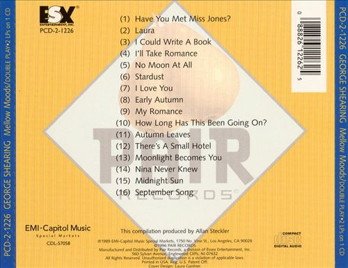 George Shearing - Mellow Moods (CD, Comp, RE) (Near Mint (NM or M-)) - Image 2